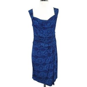 Nanette Lepore Rayon Blue Cowl Neck Sleeveless Dress Size 8